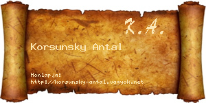 Korsunsky Antal névjegykártya